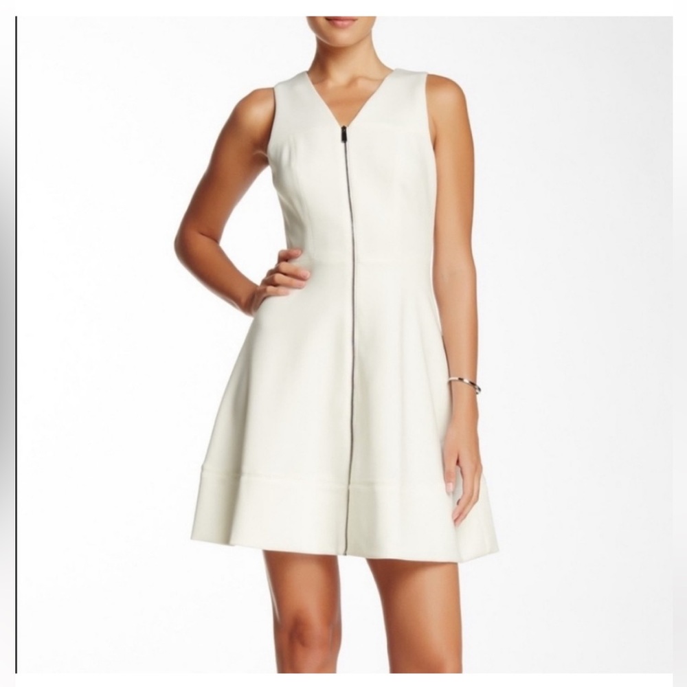 Vince Camuto white scuba fit and flare dress NWT SIZE 6 - Picture 1 of 11